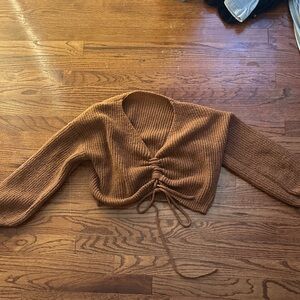 Brown Knit Cropped Sweater